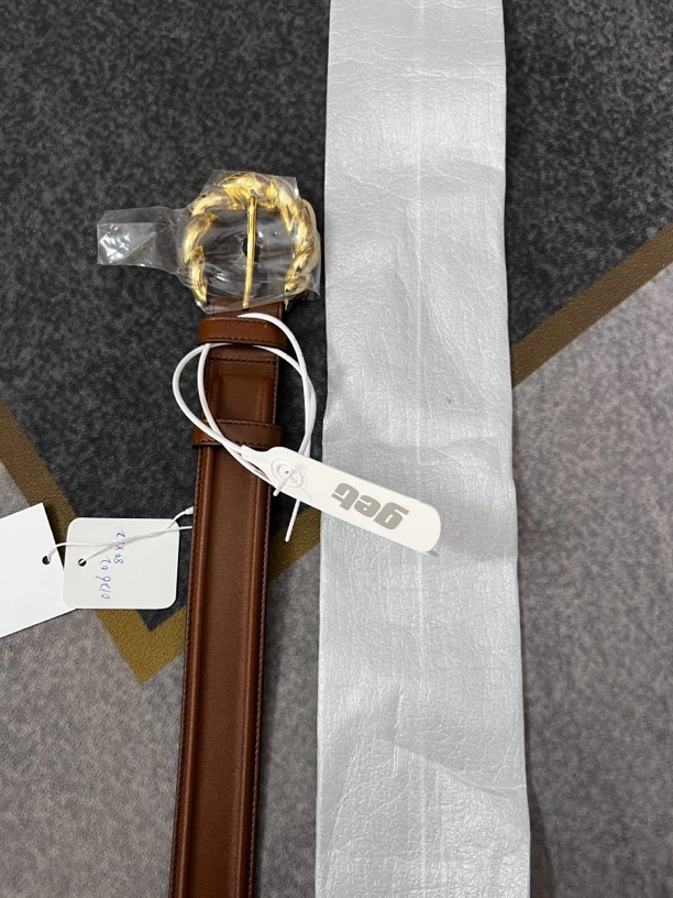 99新 GUCCI/古驰 棕色金扣腰带