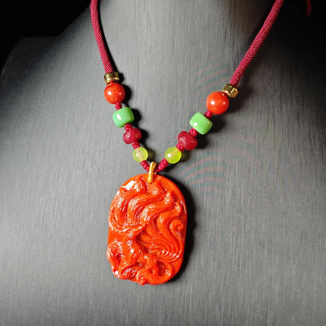 L016雕刻款九 尾 狐 吊坠 多样性发其一