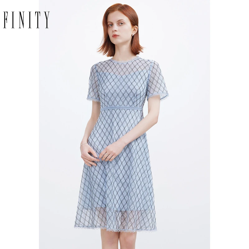 【粉丝专享】FINITY 网格连衣裙别致小众设计感减龄 F21V5E21L3