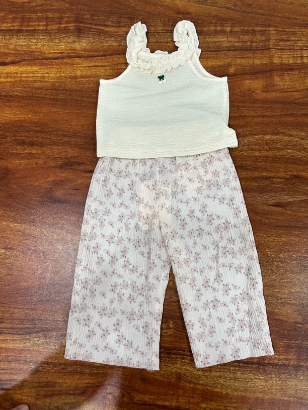20夏季新款婴幼儿韩版碎花吊带女童背心阔腿裤两件套套装