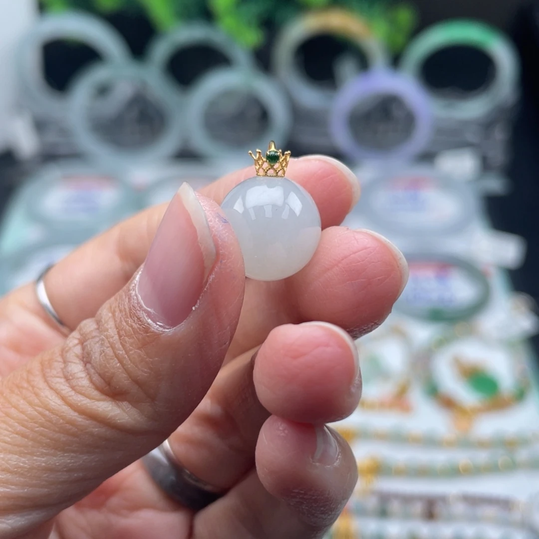 翡翠18K金镶嵌手串003