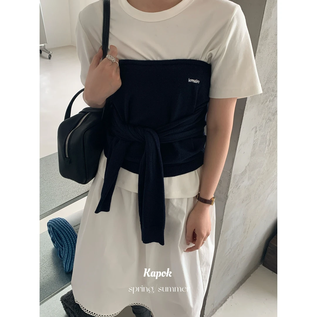 J-33635#【气质拉满简直就是穿搭天菜~】miu系绑带刺绣抹胸