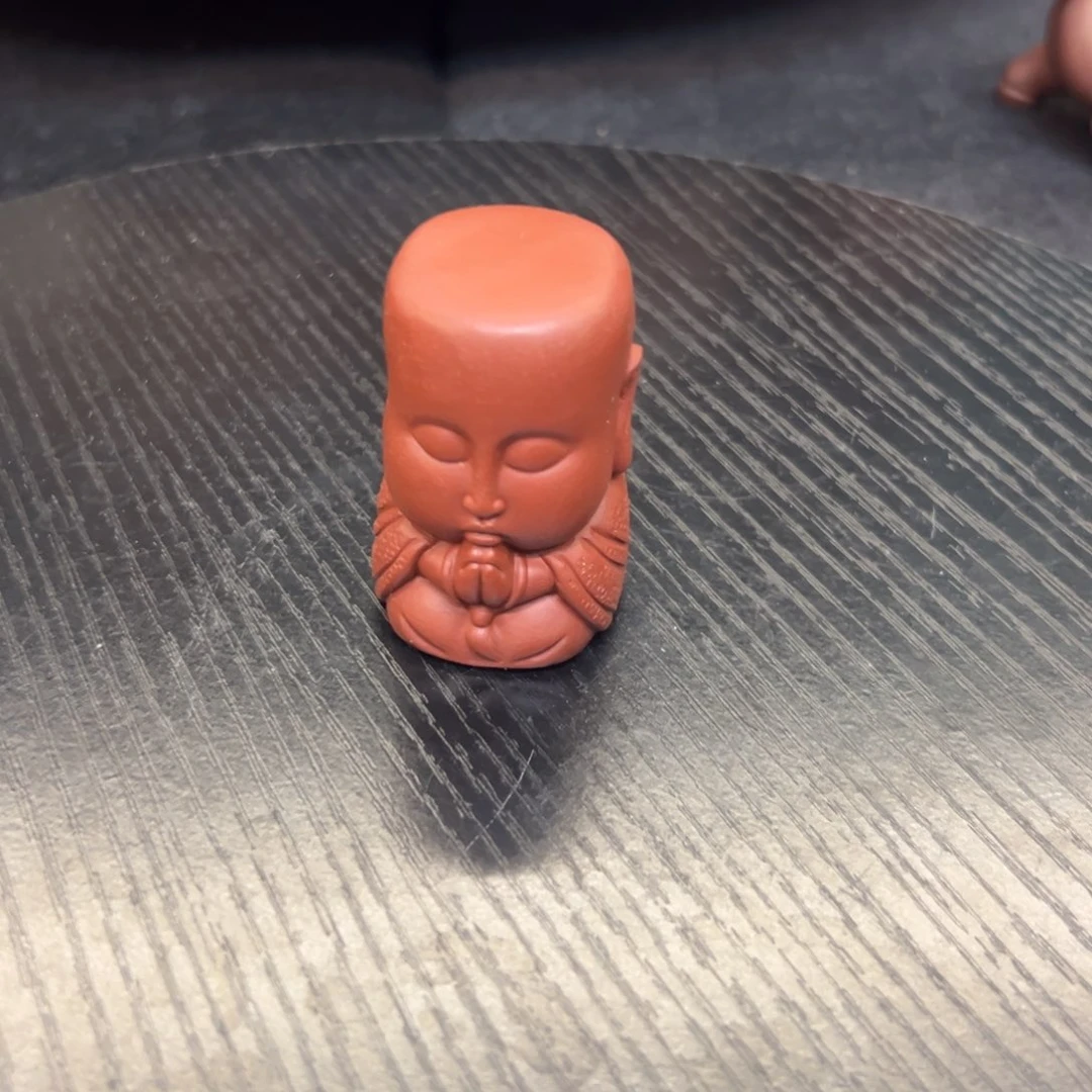 紫砂摆件小和尚盖置