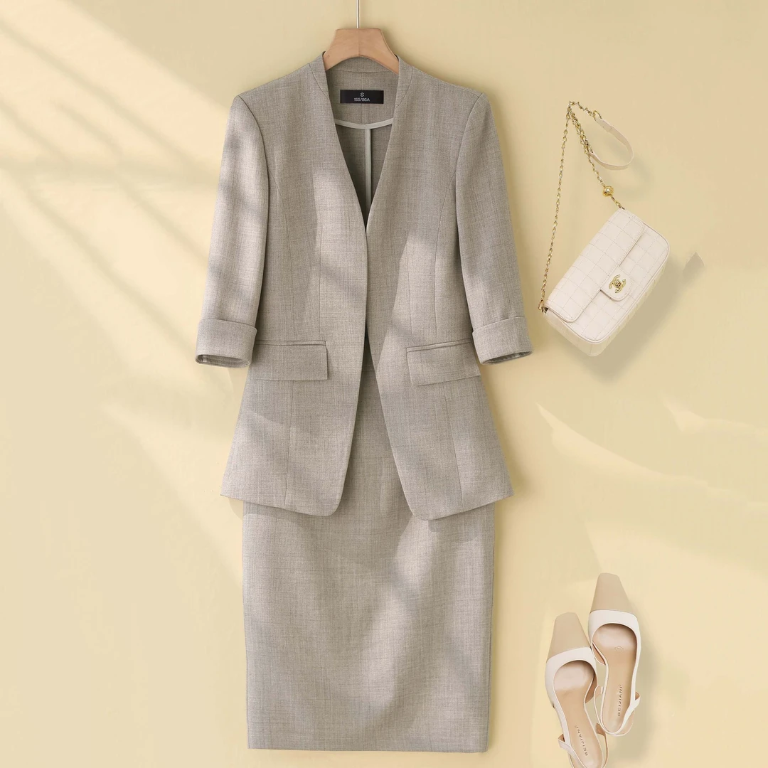 【6916套装-YR】职业西裙套装气质高级感2024夏季新款西裙套装