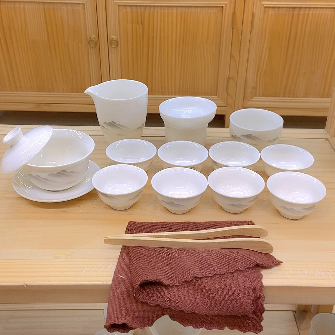 羊脂玉瓷茶具套装