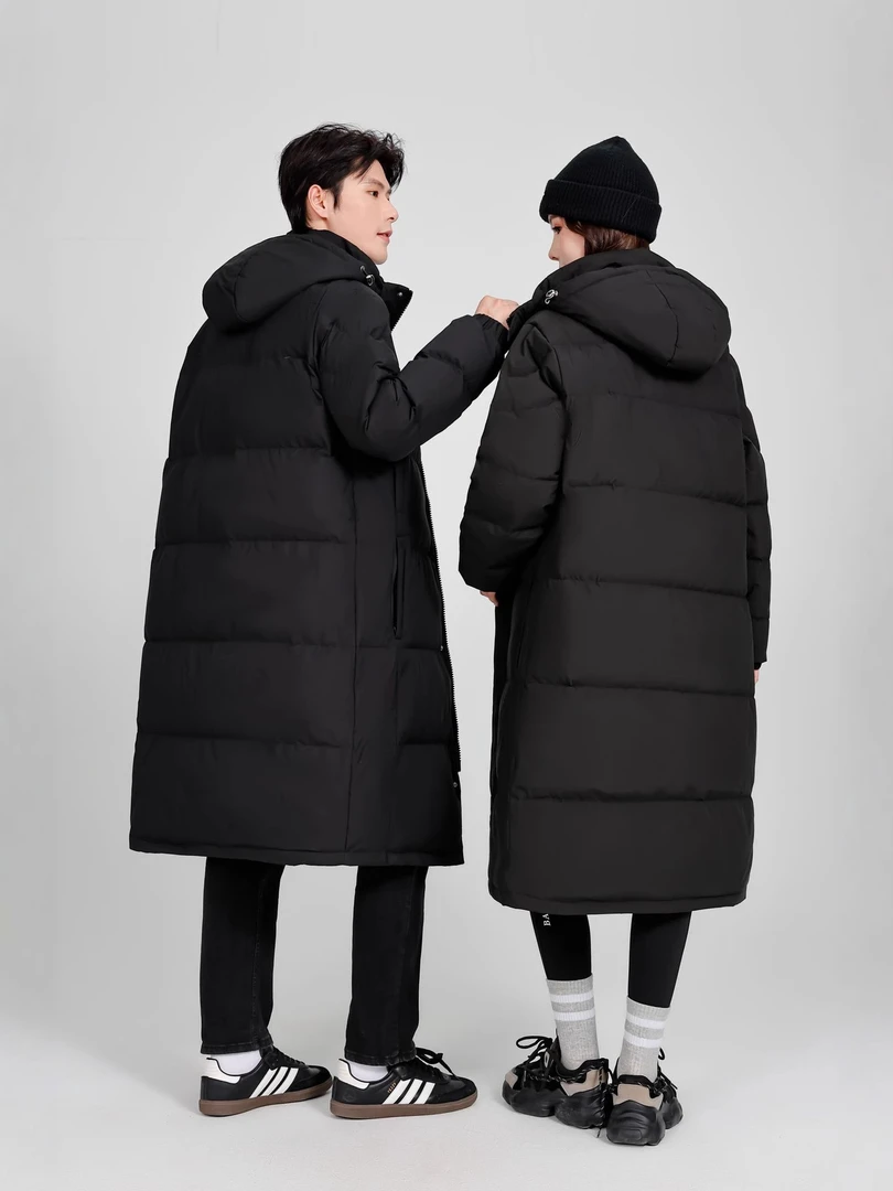 东北雪乡旅行必备极寒白鸭绒中戏情侣同款中长款可调节加厚运动风