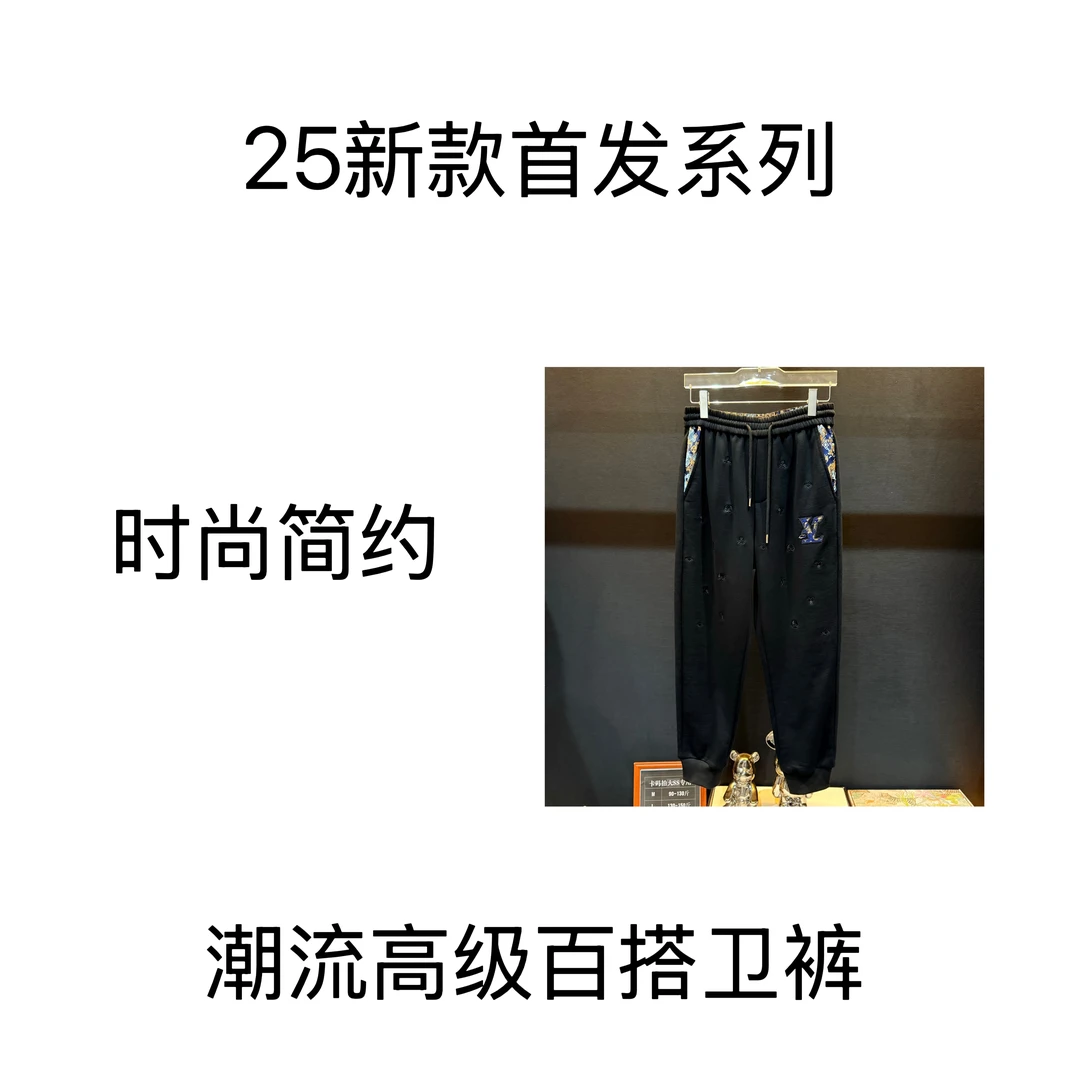 【西瓜-XU-323休闲卫裤】25年情侣款百搭舒适时尚个性设计款黑卫裤