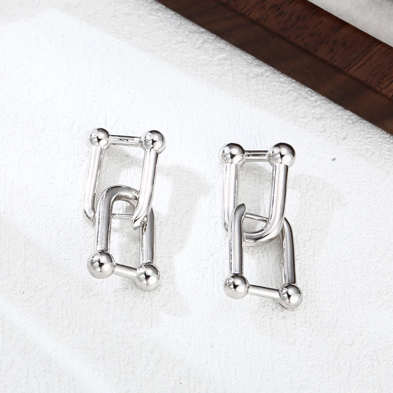 925银耳饰 光面马蹄耳钉 耳扣 韩版流行精工耳饰