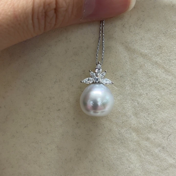 吊坠(不含链)银S925镶嵌海水珍珠11-12m 27号