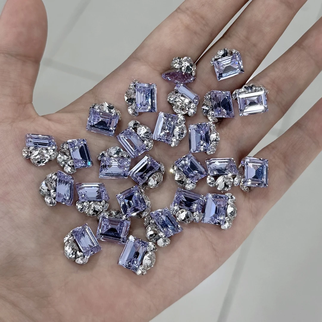 10颗高品施家华子切冰糖堆钻成品水晶紫长直角堆钻10*11mm