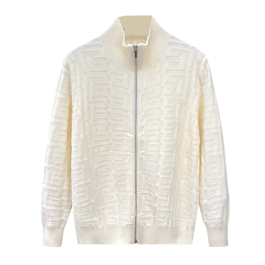 纽斯赫肯高端开衫毛衣男流行时尚拉链针织衫外套男士提花外穿线衣