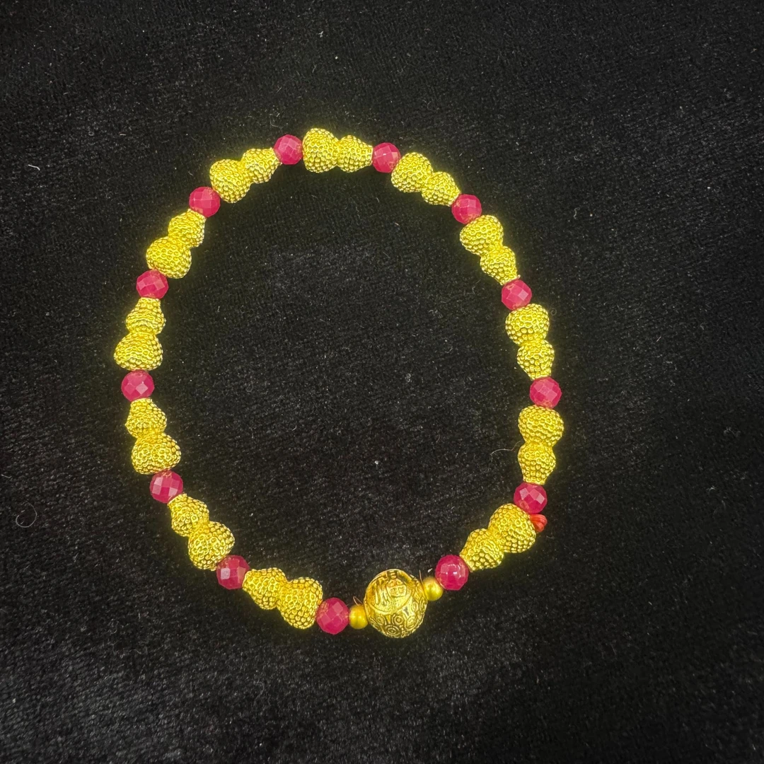 合成/培育【万佳甄选】匠心工艺培育红宝石葫芦合金镶嵌手链【YBR58】