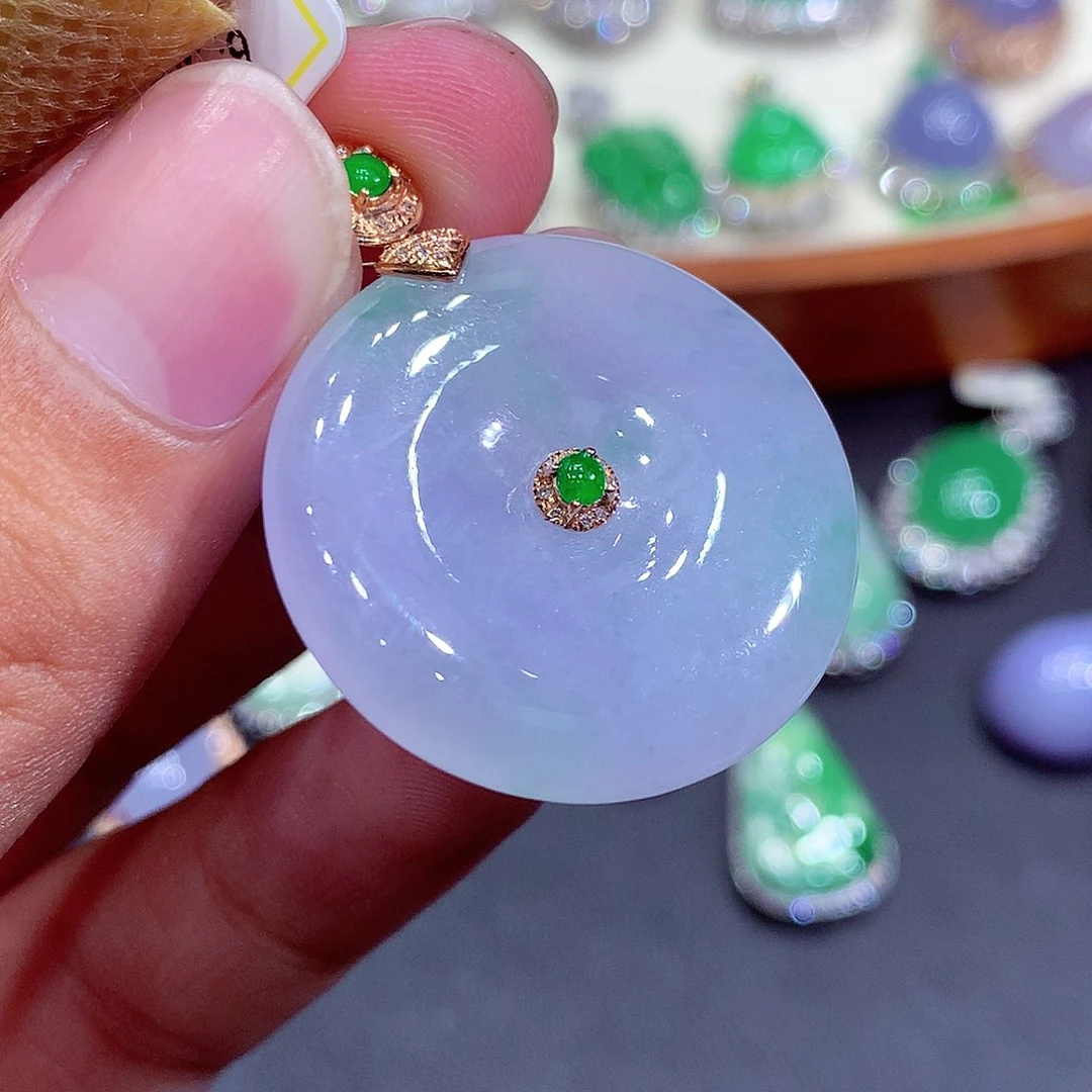 翡翠18K金镶嵌吊坠(不含链)