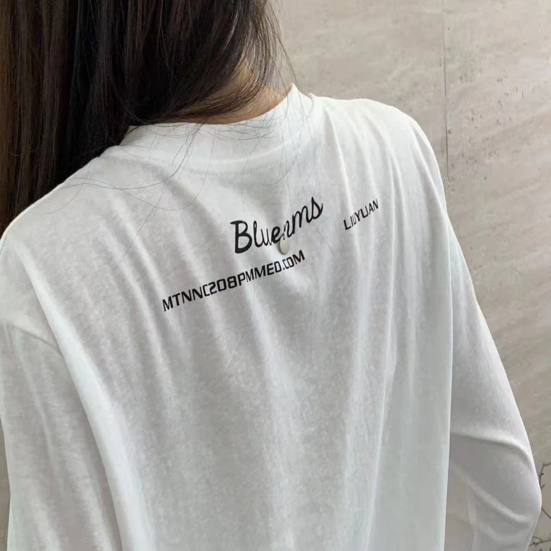 【蛋娘专属】58183新款宽松百搭字母长袖打底T恤女