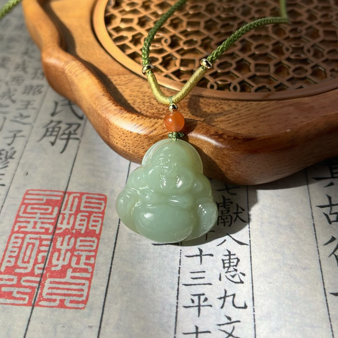 「25佛公」和田玉高冰晴水佛公吊坠 约25*25*10mm-多样性发一