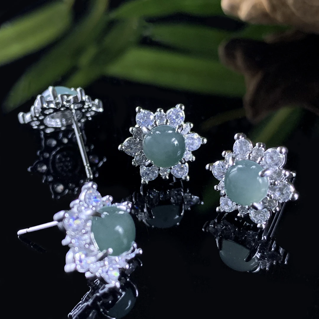 AT5425-A货翡翠翡翠耳钉一对