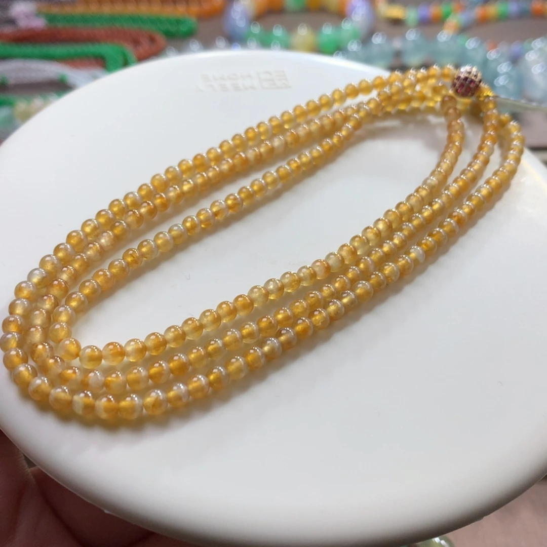 翡翠未镶嵌颈饰随**子翡翠冰底冰橘黄鸳鸯色卡3～3.40+