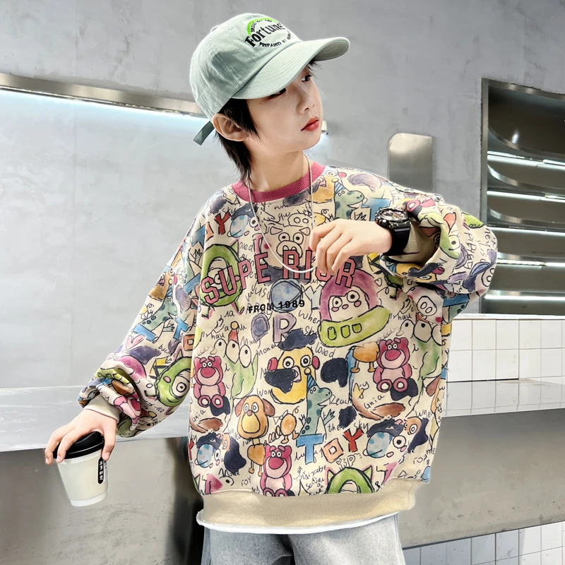 男童卫衣2025新款中大儿童春秋款男孩长袖卡通加绒上衣秋冬洋气潮