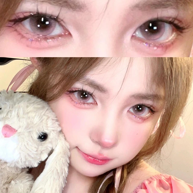 OVOLOOK日抛10片水光无锁边美瞳14.2小直径彩色隐形眼镜樱花雪团