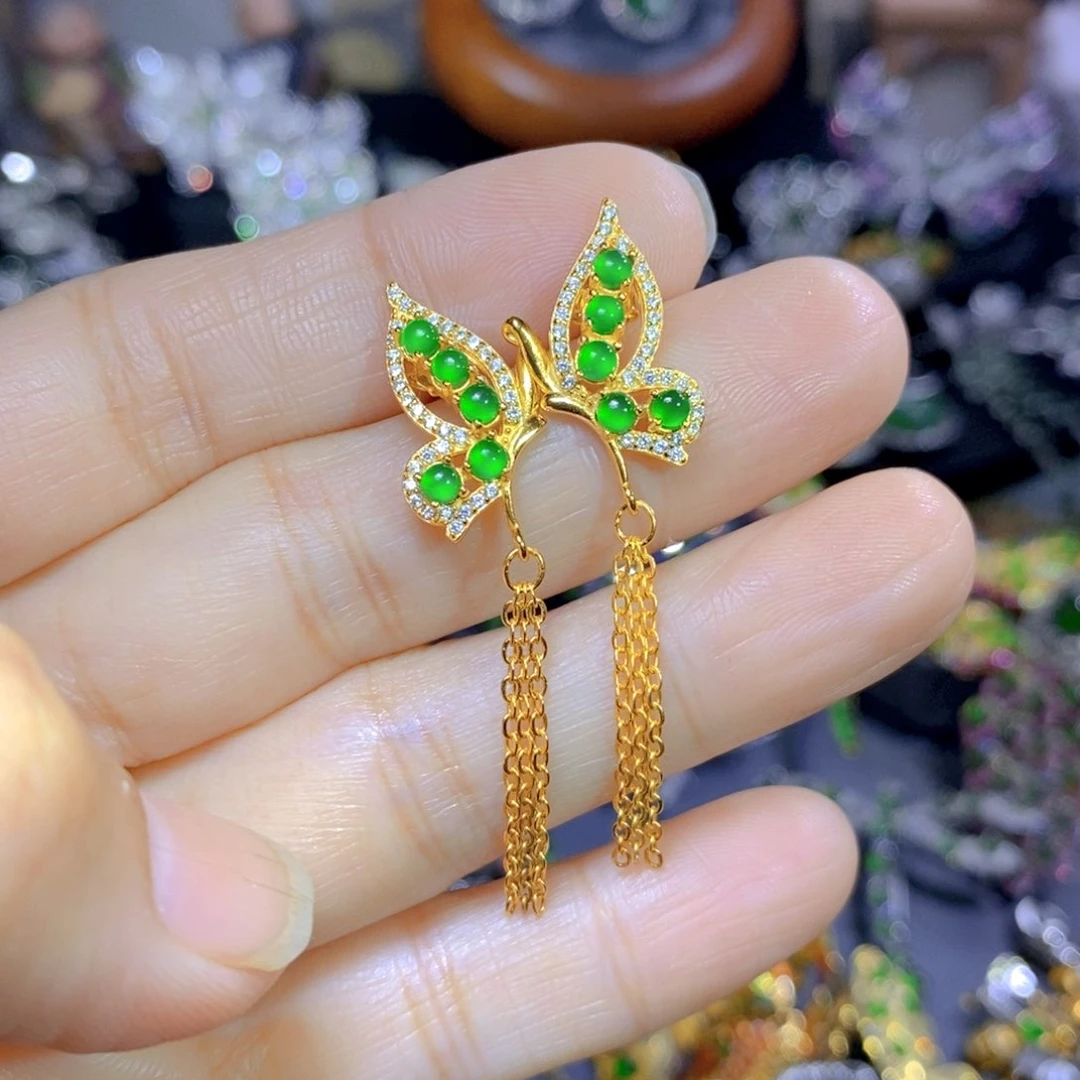 翡翠颈饰银S925镶嵌天然翡翠