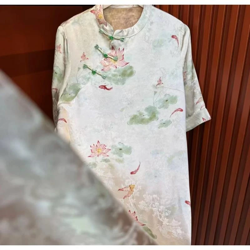 品优-【荷塘月色】重磅夏季国风新款新中式连衣裙-2025B0102-桃子