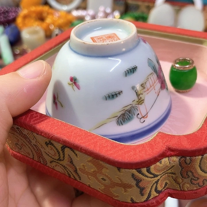 普***室青花手绘小主人杯子