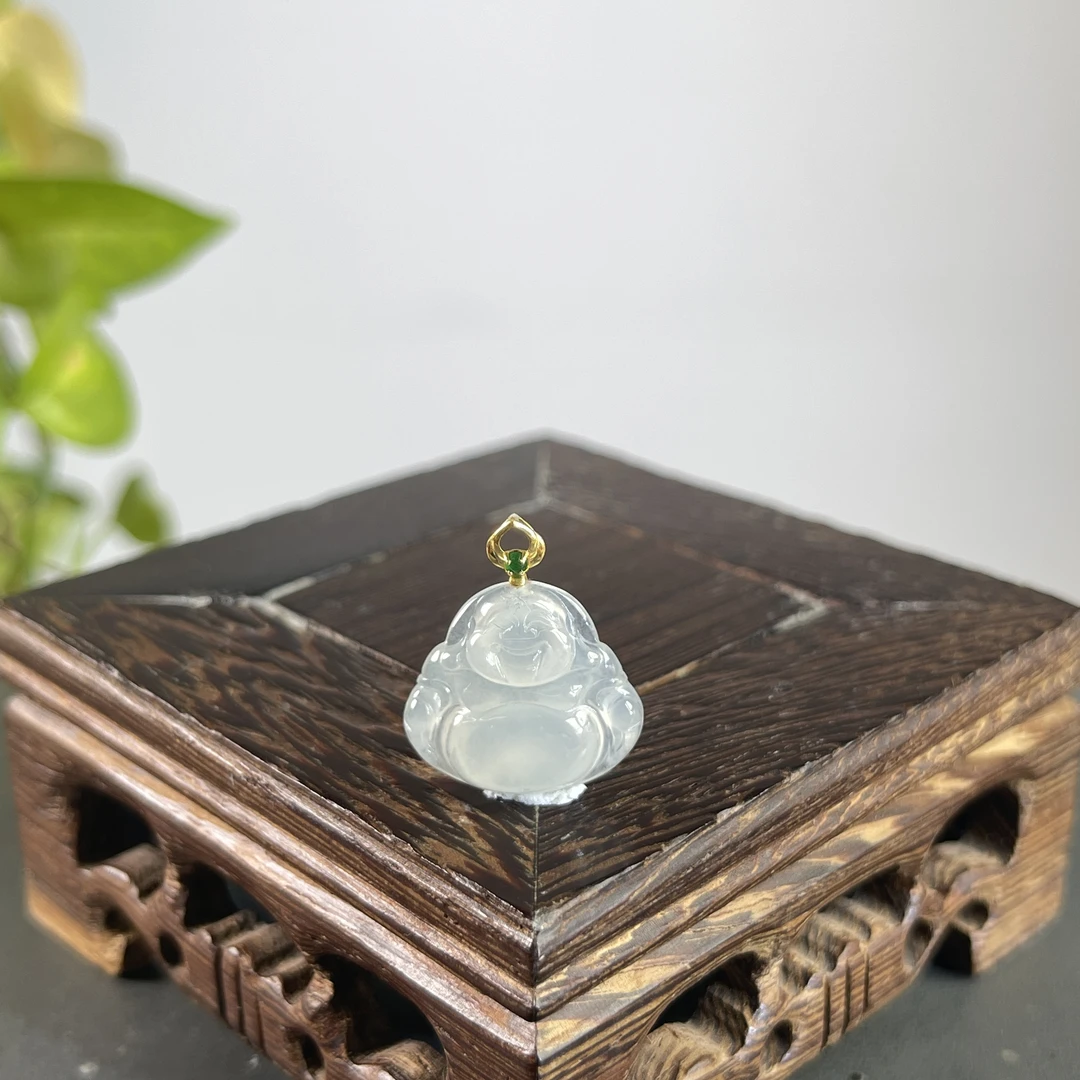 JYA20-019  天然缅甸A货翡翠  18K扣佛公