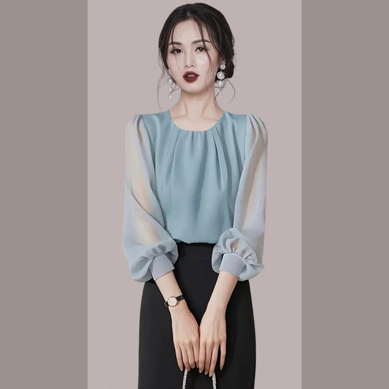 2025春季新款今年流行雪纺法式绝美橘色小上衣女气质小衫显瘦