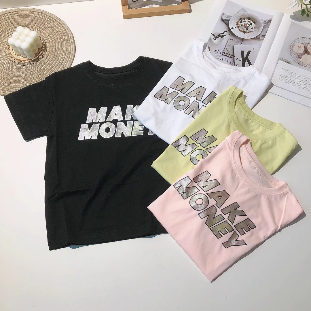F137快乐儿童夏季短袖T恤M字母