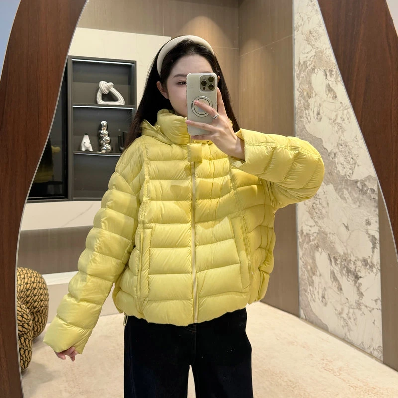 宿慕SUMU新款奶黄包连帽羽绒服外套2025冬季龟背羽绒服女装88893