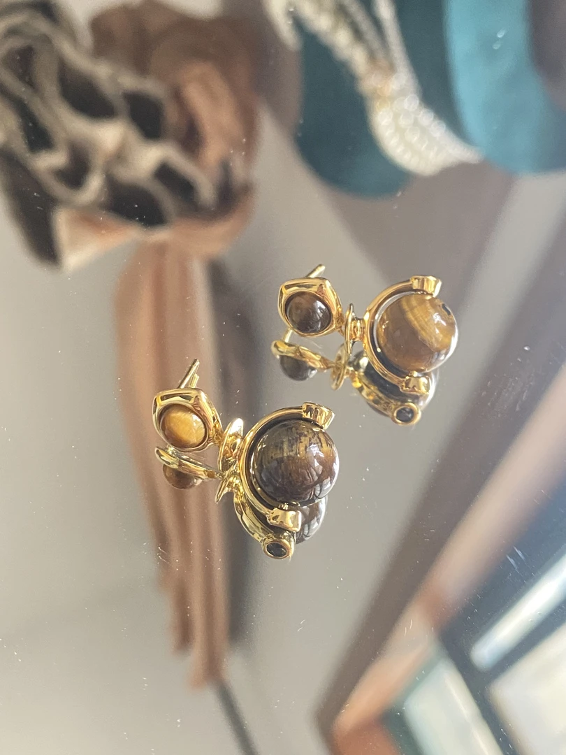 铜合金仿珍珠耳饰 G005-美拉德虎眼 轻奢气质设计师款耳饰