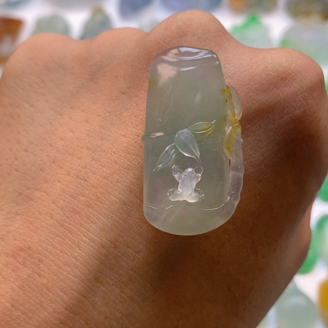 定制翡翠未镶嵌竹竹高升