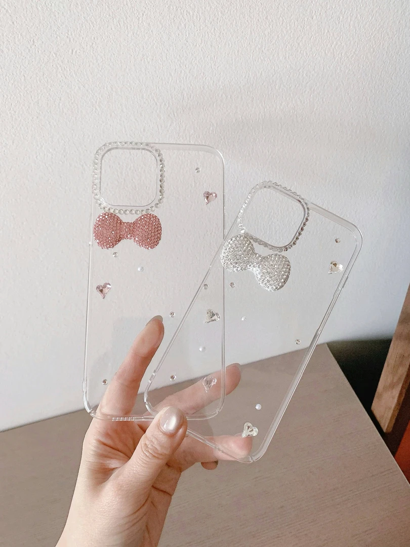 满钻蝴蝶结Y心钻适用于苹果iPhone16promax手机壳15可爱13名媛风