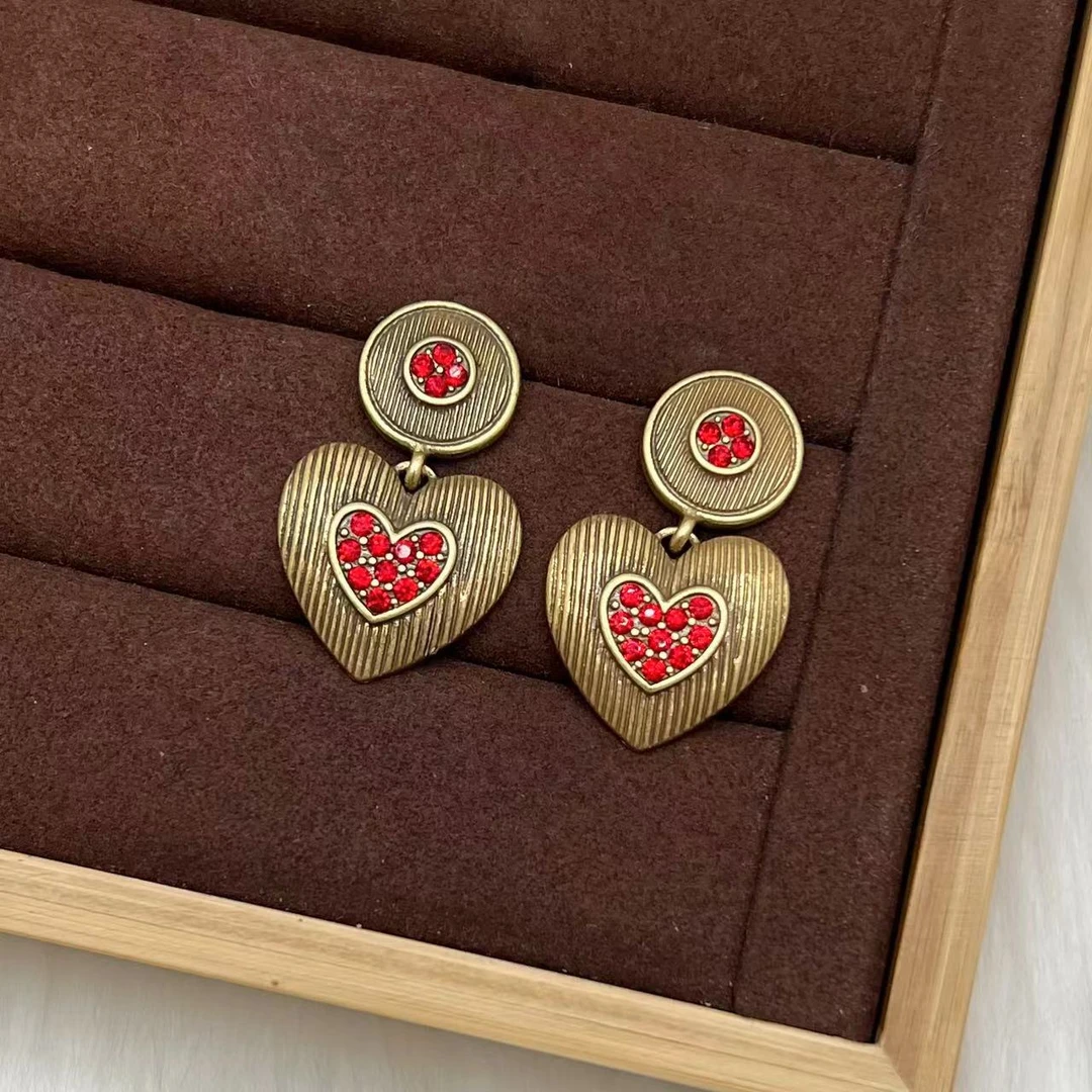 合金合成锆石耳饰 远远（YY513） 时尚百搭气质耳钉复古大气镶嵌