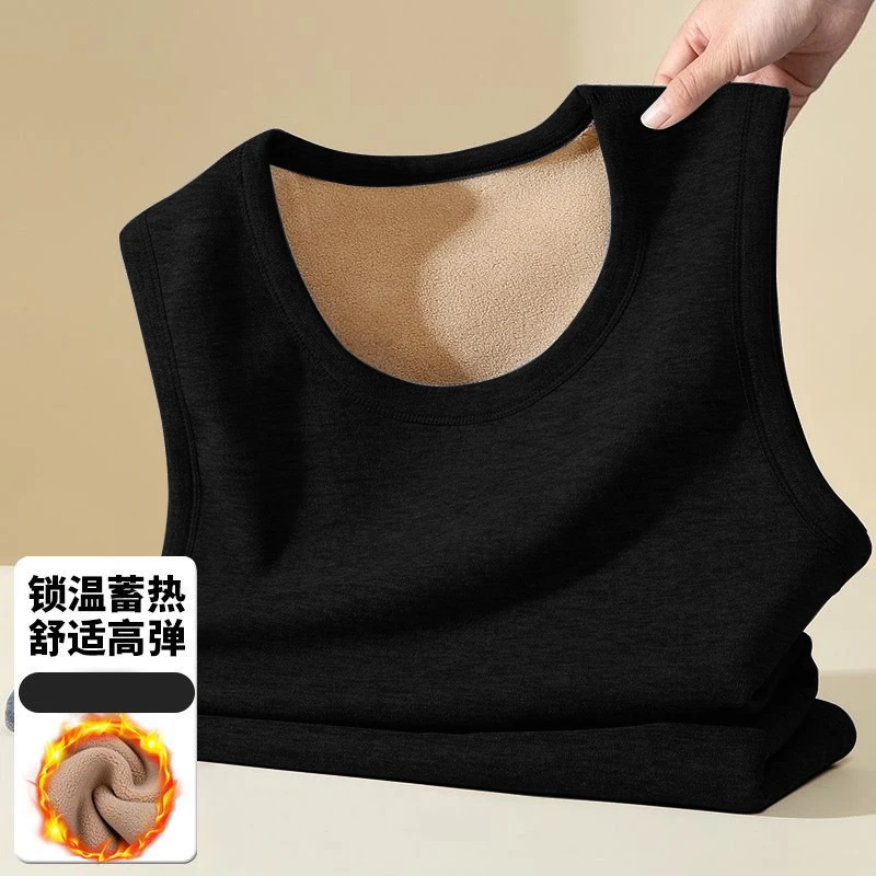 保暖背心男士马甲加绒加厚运动健身紧身圆领青年打底秋冬季坎肩潮