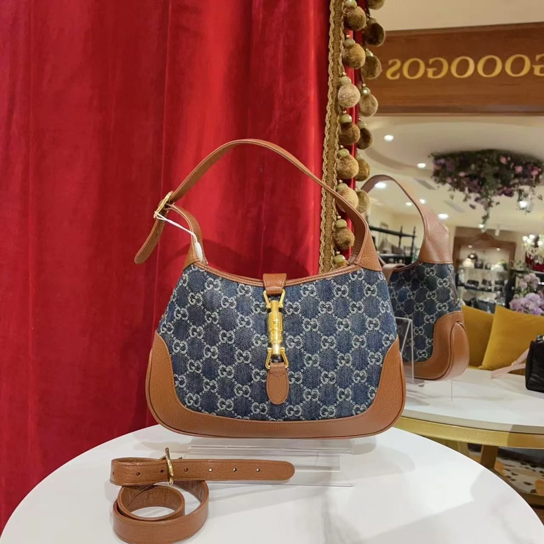 95新 GUCCI/古驰 GGS丨jackie1961小号蓝色金扣丹宁/27642443
