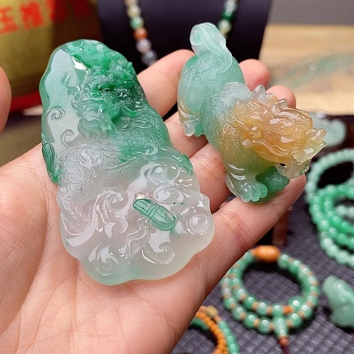 石英质玉（非洲翠）挂件打包未镶嵌王**来