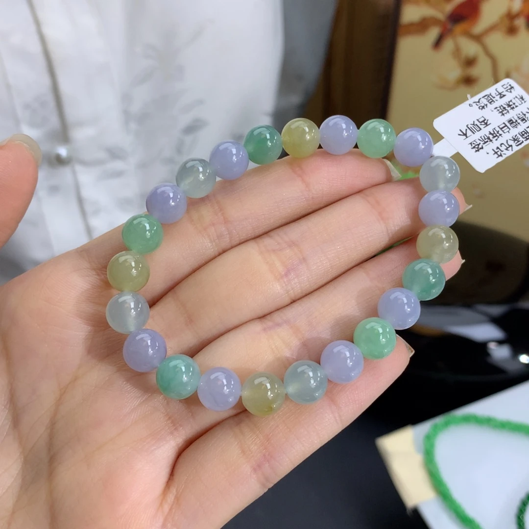 未镶嵌手串翡翠卡8.0冰润胶多宝手串