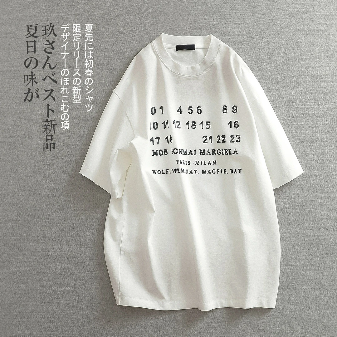 【见川】夏季日系复古 日潮做旧胶印短袖T恤  男