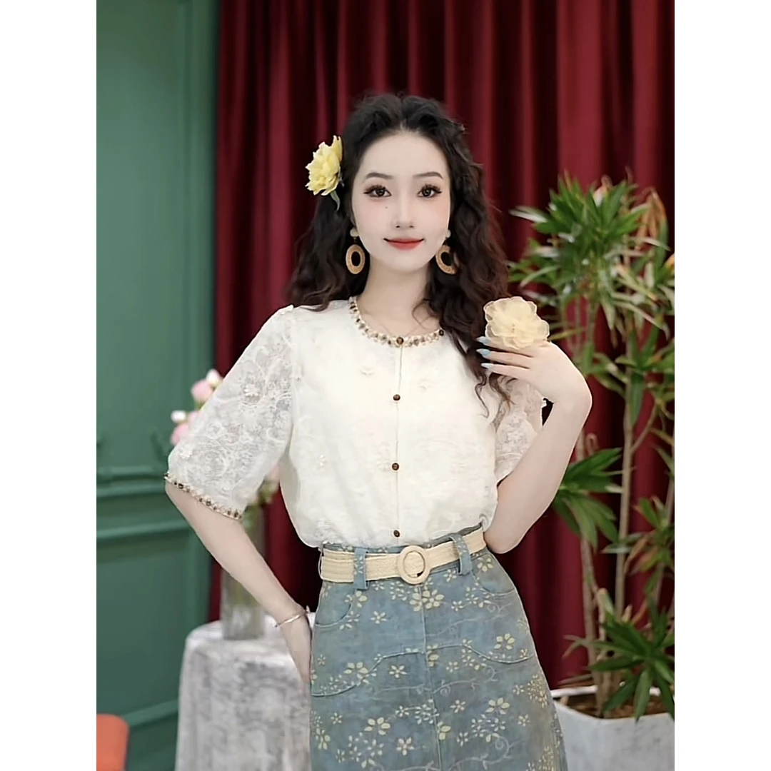 小小港风 【南枝】2025春季显瘦新款五分袖气质轻奢百搭衬衫#4136