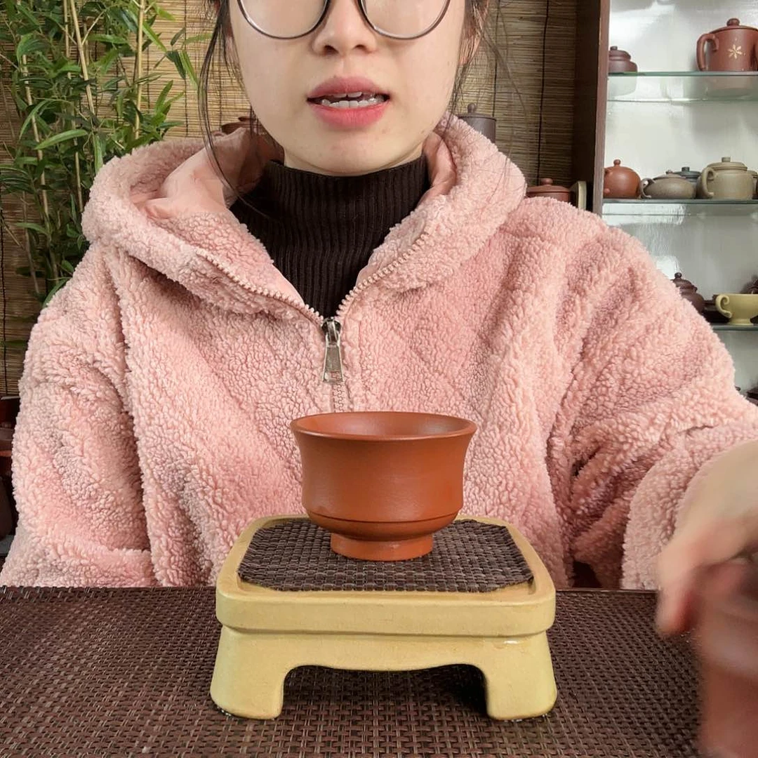 紫砂茶杯原矿朱泥马蹄压手主人杯120CC一个