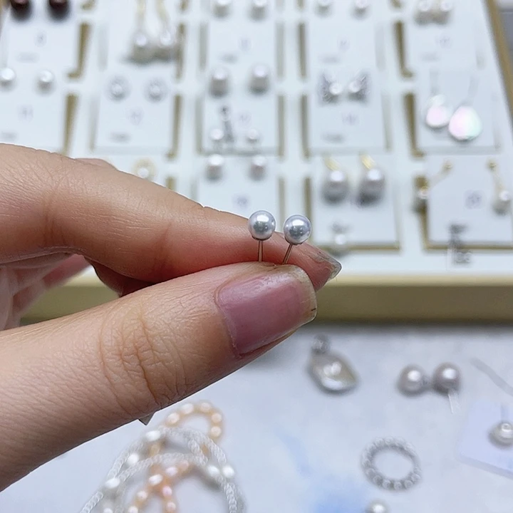 淡水珍珠耳饰银S925镶嵌晴***长