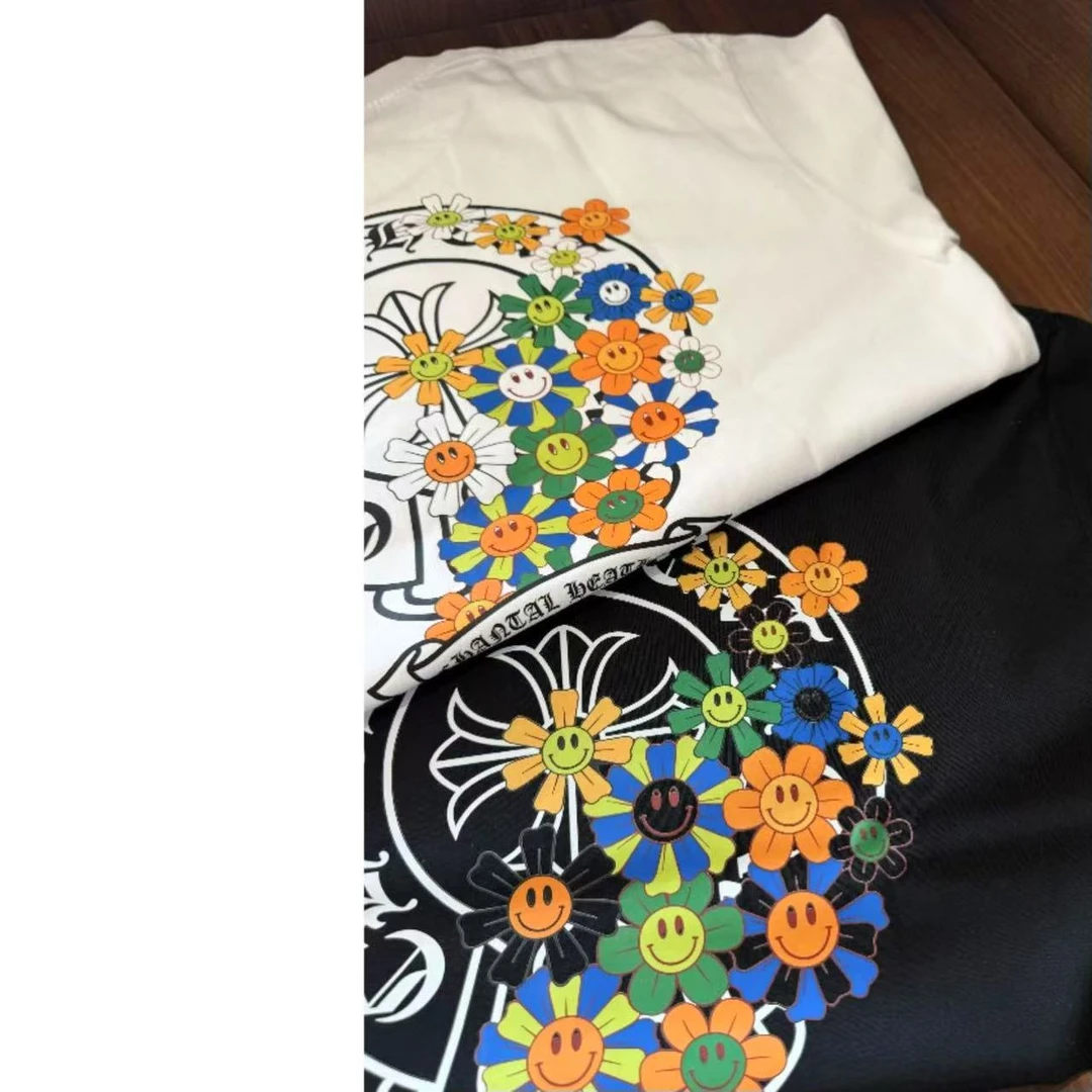 克罗太阳花纯棉系列宽松女印花设计师T恤百搭夏圆领宽松短袖上衣