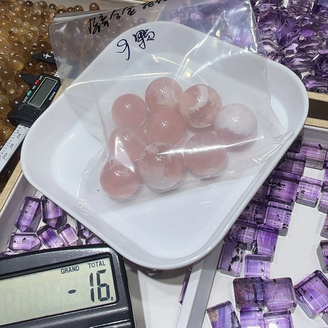 水晶珠宝半成品未镶嵌锌***你粉雪花幽灵单珠9颗