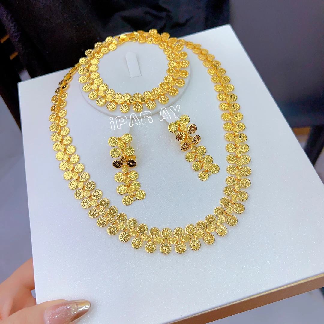 铜合金项链 伊帕尔阿依新款时尚气质个性三件套 项链 耳环 戒指..