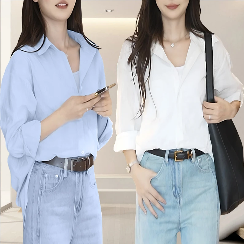 2025春季新款假两件衬衫气质时尚衬衣宽松遮肉欧若风显瘦慵懒上衣
