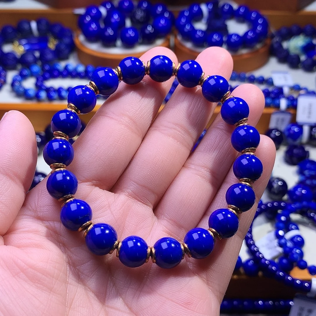 青金石银S925镶嵌手串9m天花板帝王蓝2362