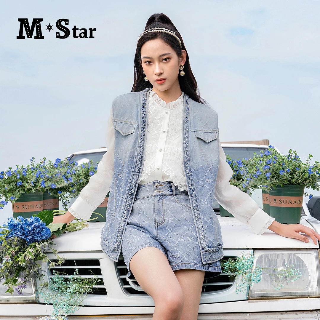 【M-Star】时尚无袖渐变牛仔马甲开衫SFAG113652