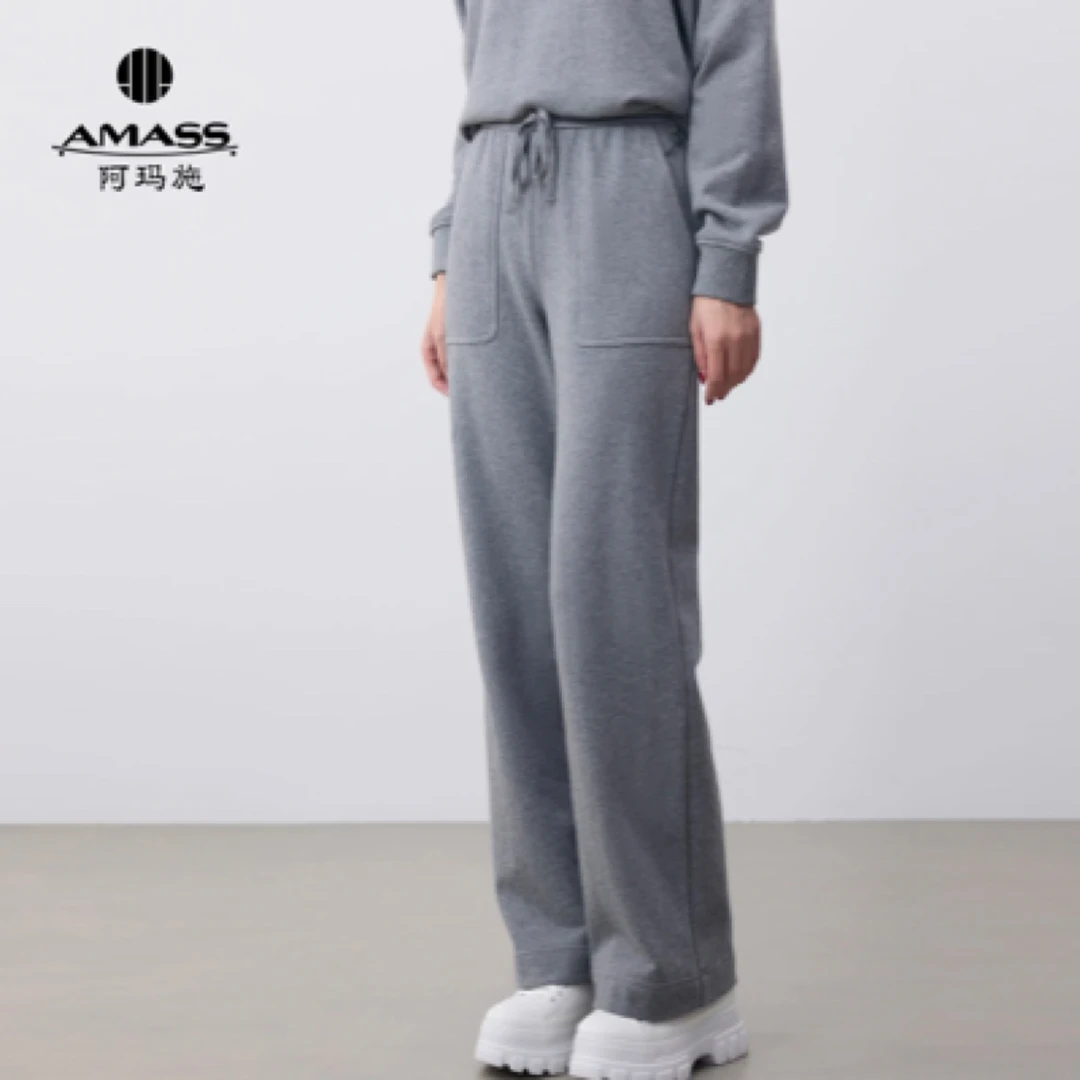 AMASS/阿玛施 5100386 时尚松紧腰舒适宽松运动休闲直筒裤