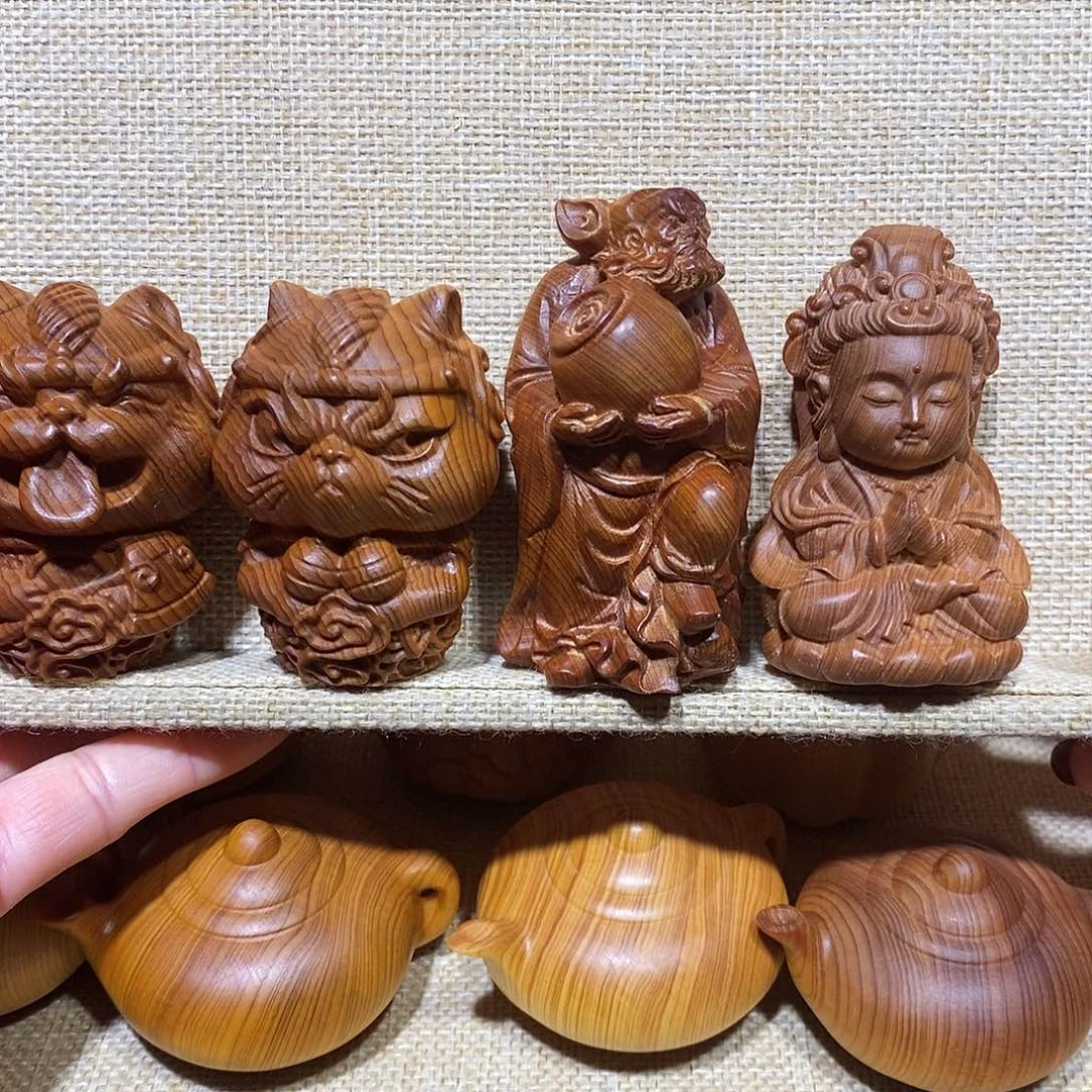 木北*.崖柏手把件，共4个